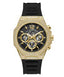 GUESS Mens Black Gold Tone Multi-function Watch