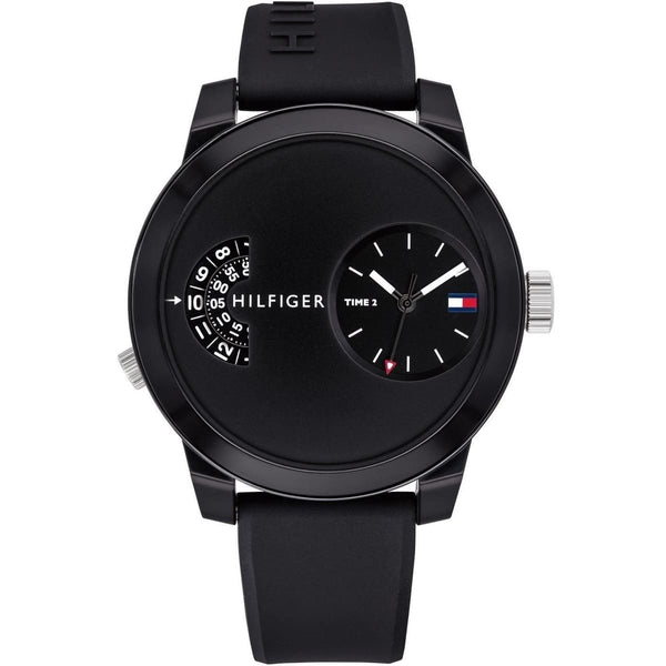 tommy hilfiger watch women's black silicone strap