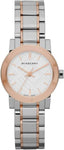 Burberry White Dial Rose Gold Ion-Plated Bezel Ladies Watch BU9205