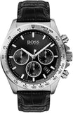 Hugo Boss Men’s Chronograph Leather Strap Black Dial 45mm Watch 1513752