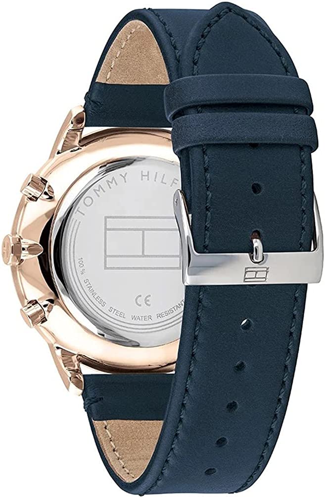Tommy Hilfiger Analogue Multifunction Quartz Watch for Men with Navy Blue Leather Strap - 1710405