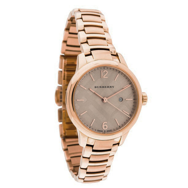 BURBERRY ROSE GOLD SWISS STAINLESS STEEL BRACELET DESIGNER LADIES WATCH BU10116