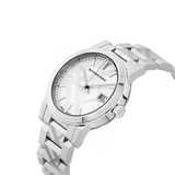 BURBERRY Silver Check Stamped Dial Stainless Steel Ladies Watch BU9144