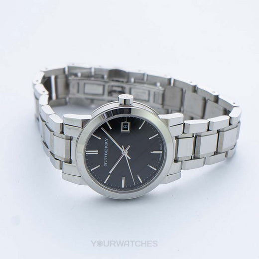 BURBERRY Black Check Stamped Dial Stainless Steel Ladies Watch BU9101