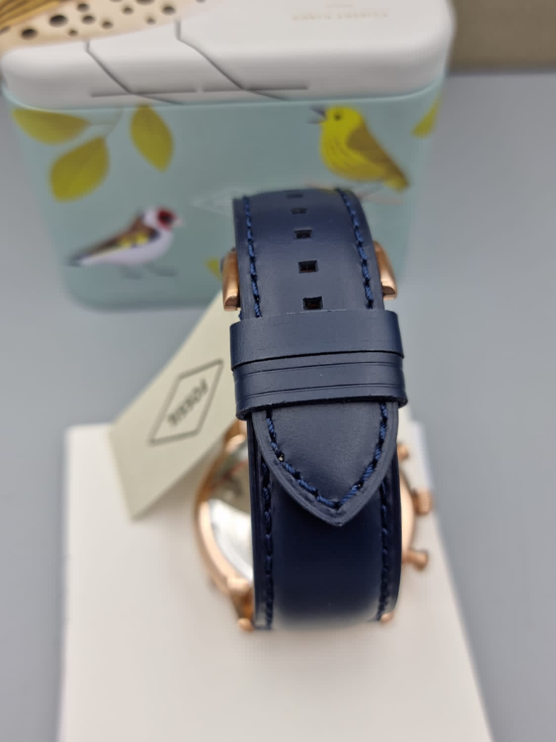Fossil Men’s Chronograph Quartz Blue Leather Strap Blue Dial 44mm Watch FS5436