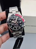 Emporio Armani Men's Black Dial Stainless Steel Band Watch - Ar5855, Analog Display, Japanese Chronograph Quartz Movement