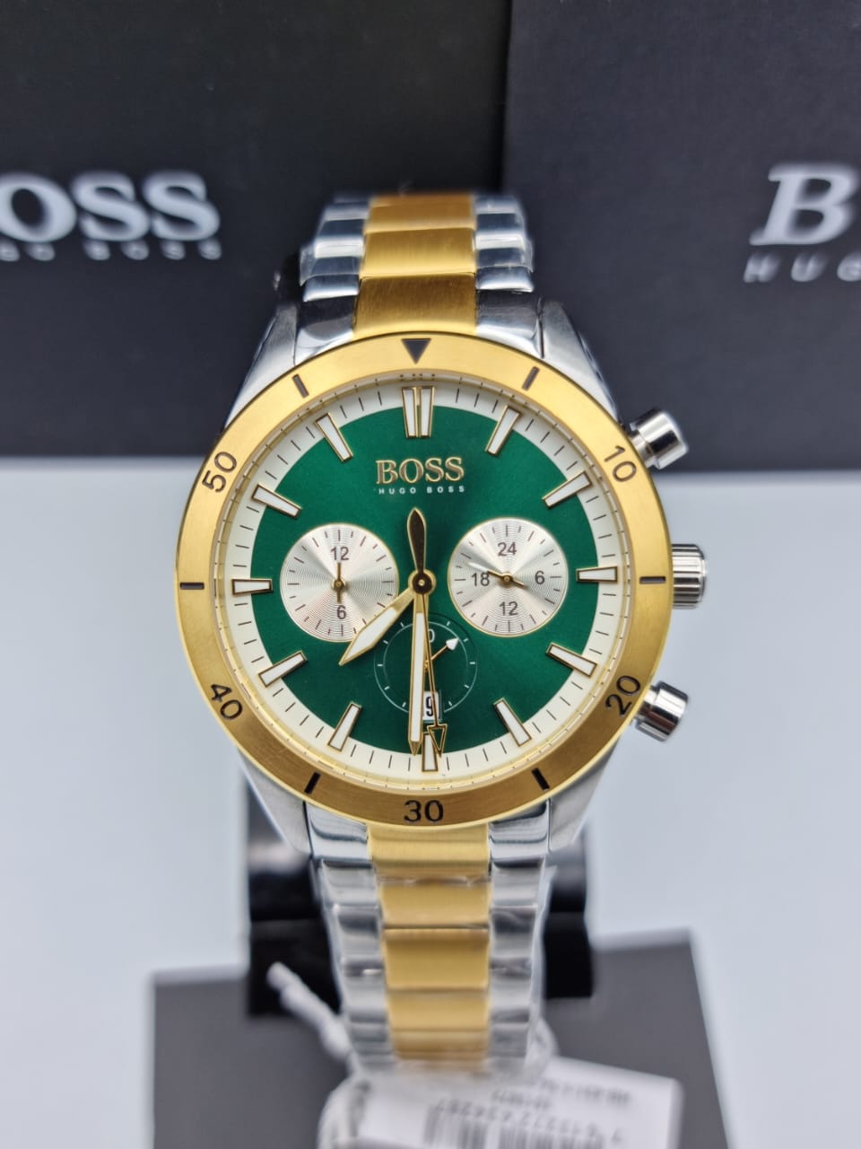 Hugo Boss Men’s Chronograph Quartz Stainless Steel Green Dial 44mm Watch 1513872
