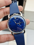 Emporio Armani Men’s Leather Strap Blue Dial 41mm Watch AR11335