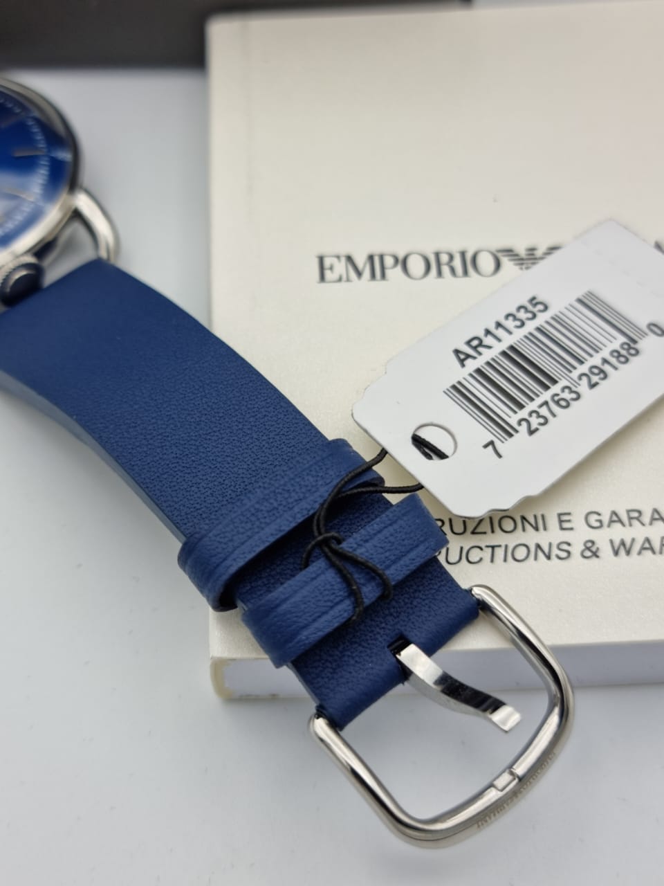 Emporio Armani Men’s Leather Strap Blue Dial 41mm Watch AR11335