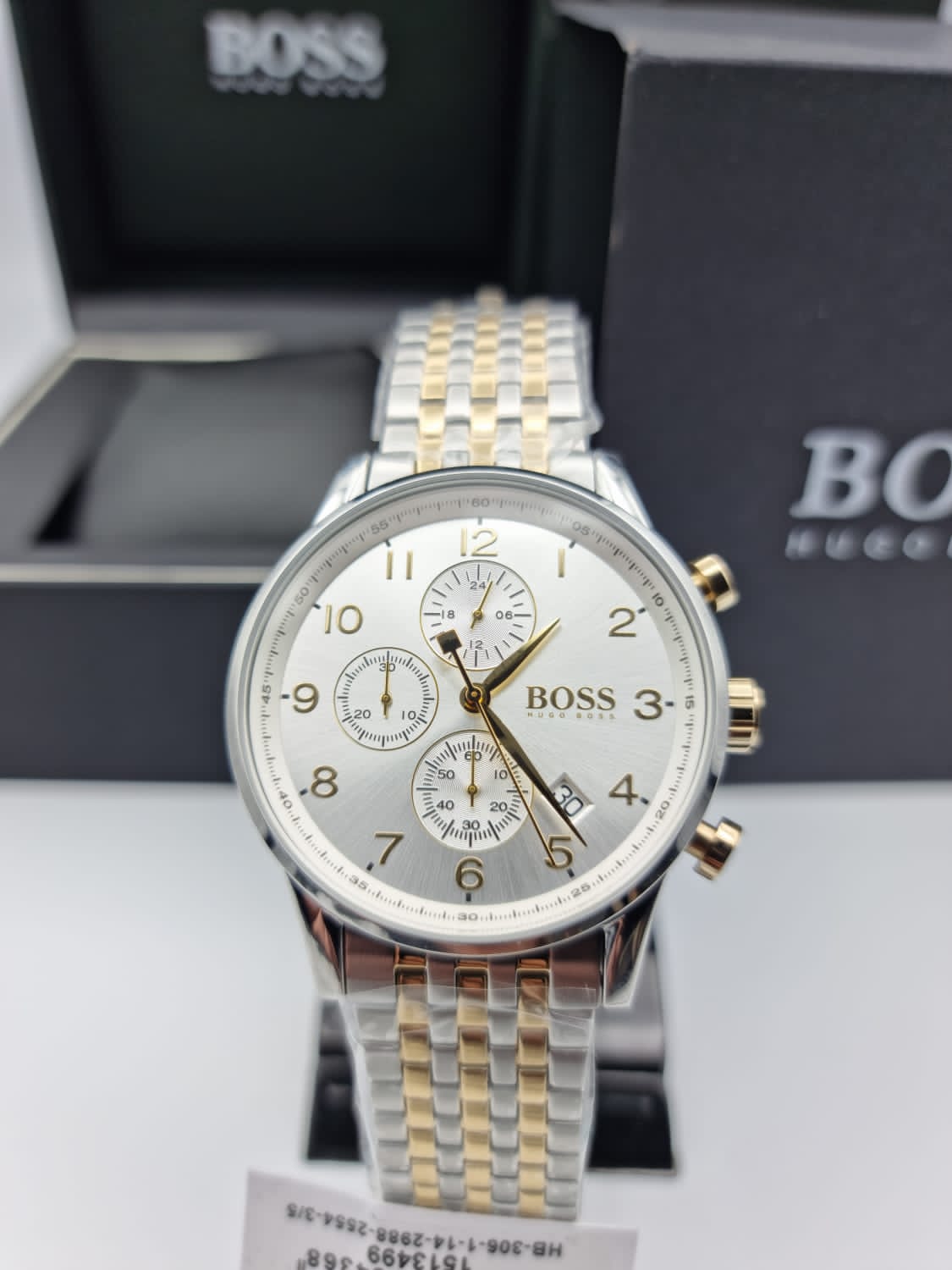 Hugo Boss Men’s Chronograph Quartz Stainless Steel White Dial 44mm Watch 1513499