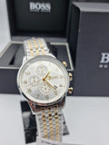 Hugo Boss Men’s Chronograph Quartz Stainless Steel White Dial 44mm Watch 1513499