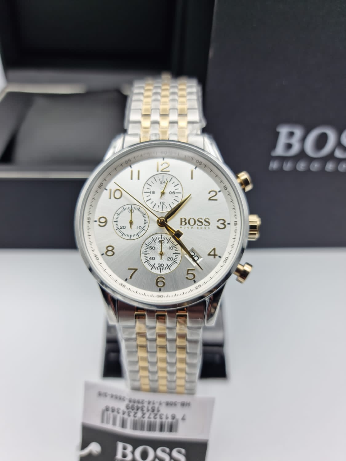 Hugo Boss Men’s Chronograph Quartz Stainless Steel White Dial 44mm Watch 1513499