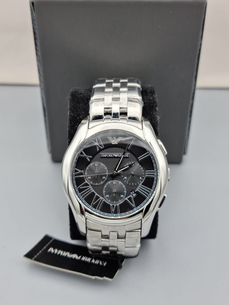 Emporio Armani Men’s Chronograph Stainless Steel Black Dial 44mm Watch AR1786