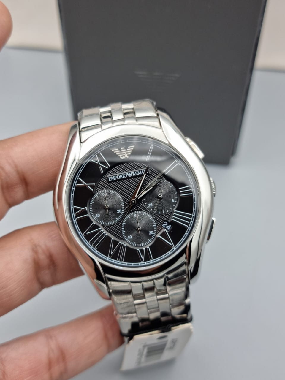 Emporio Armani Men’s Chronograph Stainless Steel Black Dial 44mm Watch AR1786