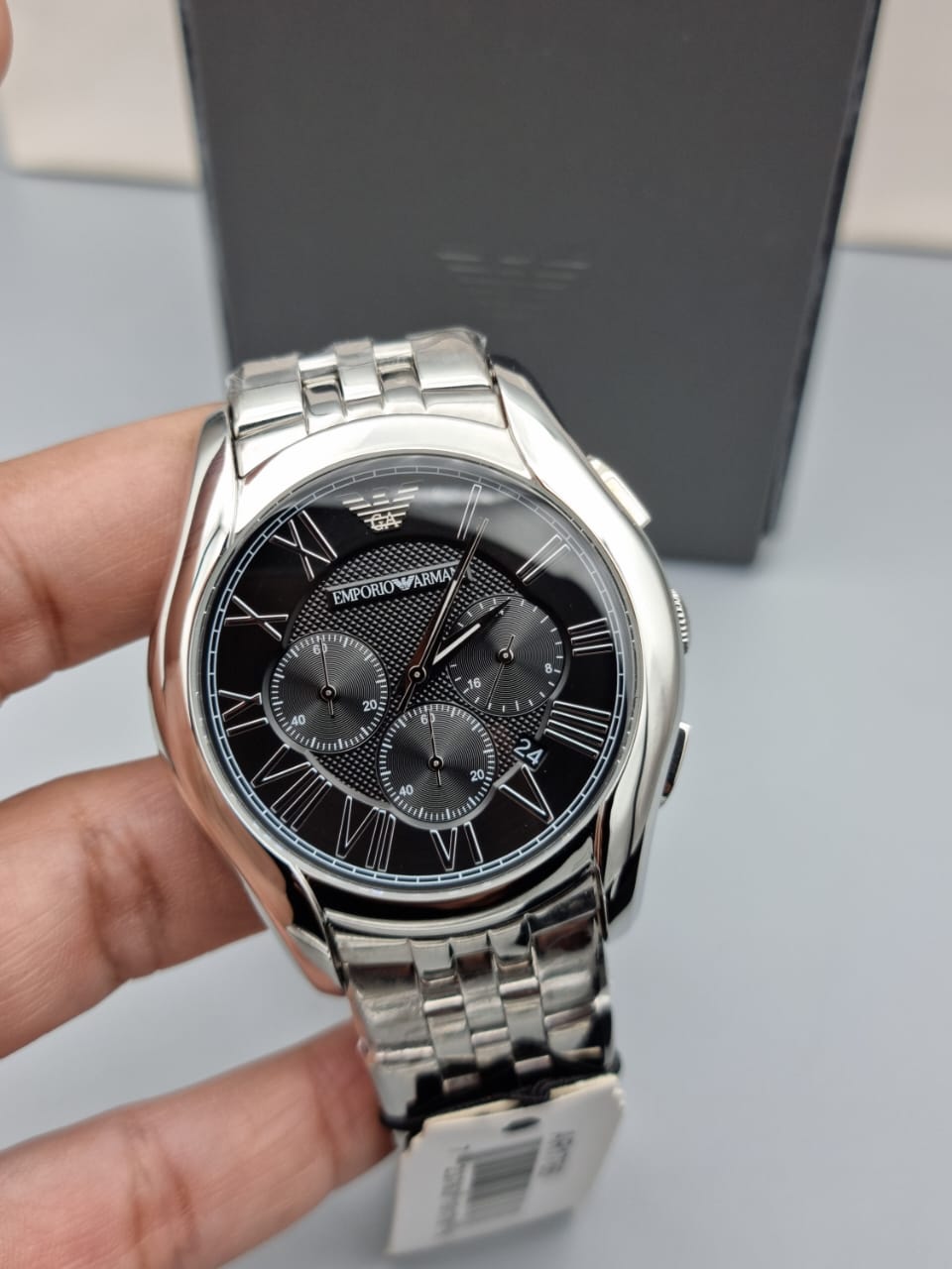 Emporio Armani Men’s Chronograph Stainless Steel Black Dial 44mm Watch AR1786
