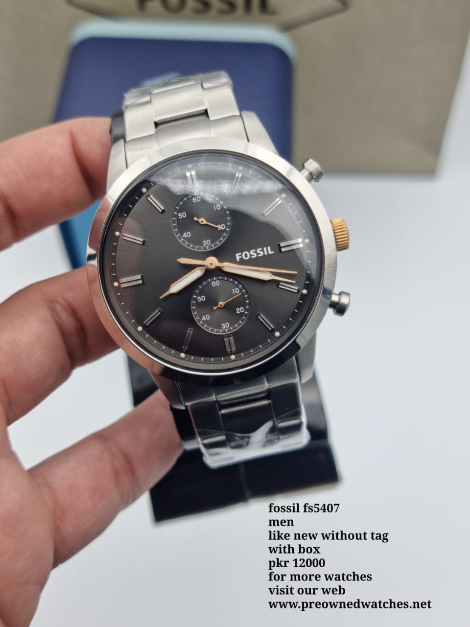 Fossil Men’s Chronograph Stainless Steel Grey Dial 44mm Watch FS5407