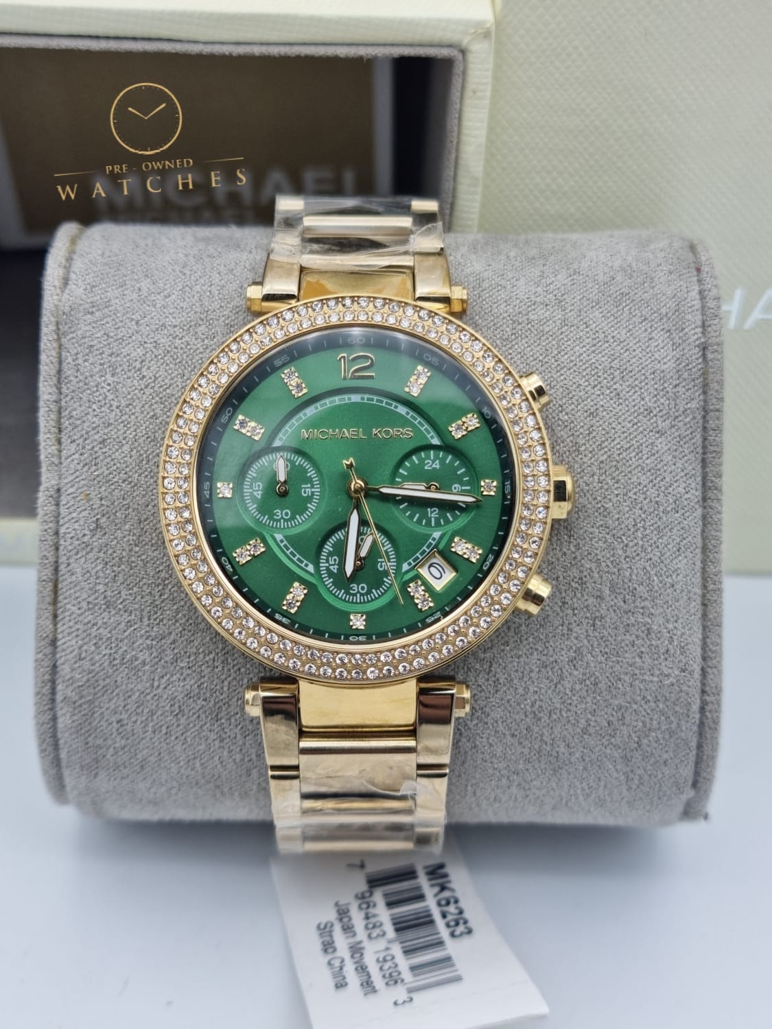 Michael Kors Women’s Quartz Chronograph Stainless Steel Green Dial 38mm Watch MK6263