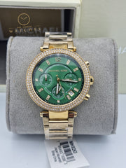 Michael Kors Women’s Quartz Chronograph Stainless Steel Green Dial 38mm Watch MK6263