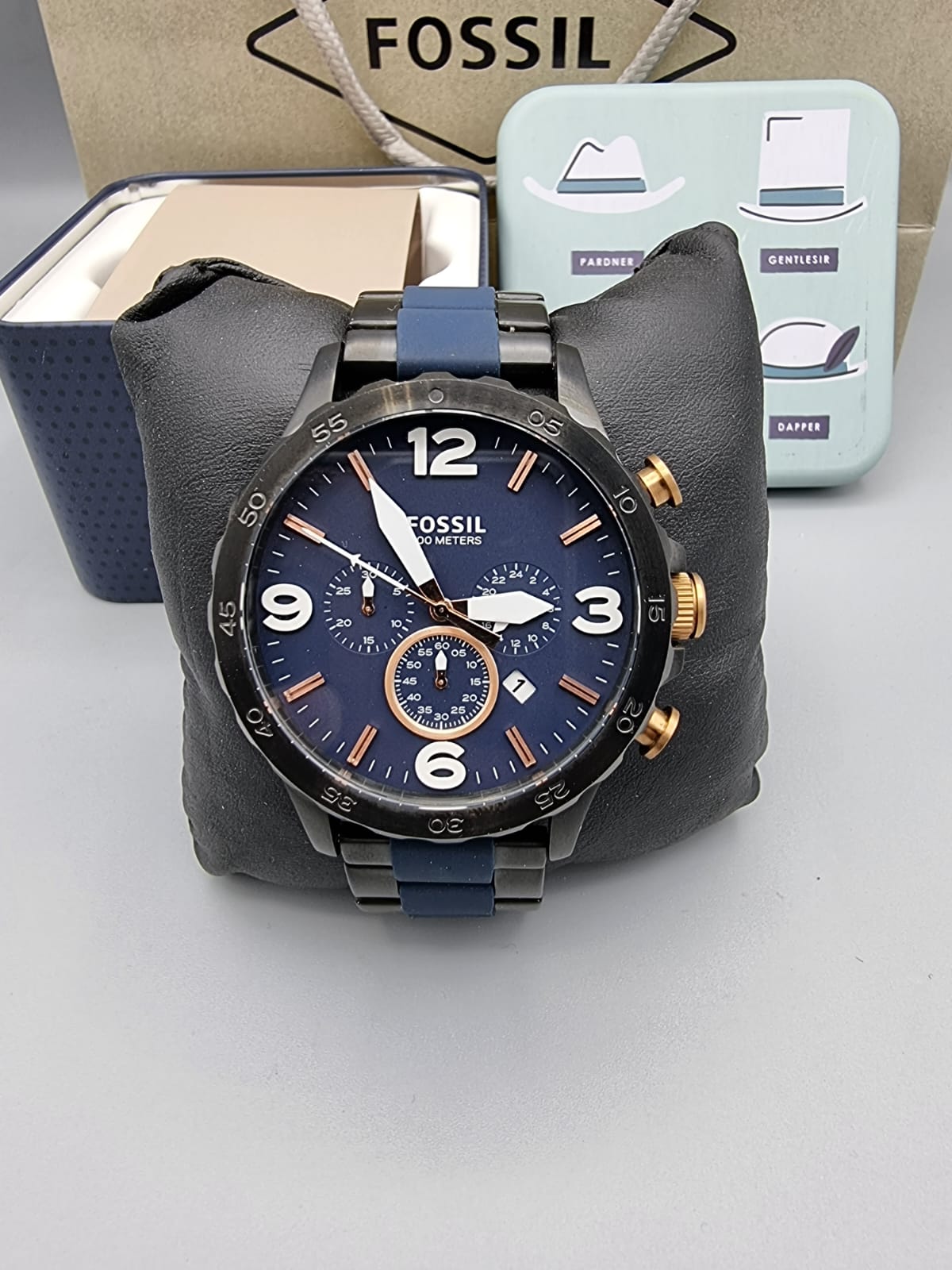 FOSSIL Nate Chronograph Blue Dial Men's Watch JR1494
