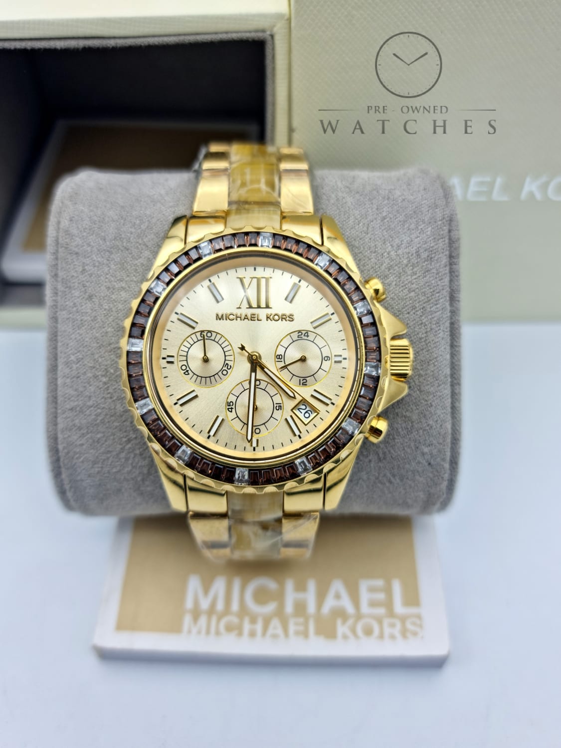 MICHAEL KORS Everest Light Champagne Dial Gold-tone and Horn Acetate Ladies Watch MK5874