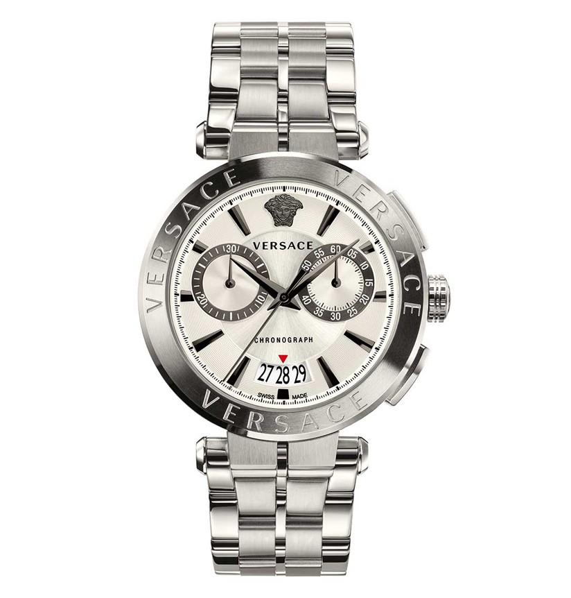 Versace Men’s Quartz Swiss Made Stainless Steel White Dial 45mm Watch VBR040017