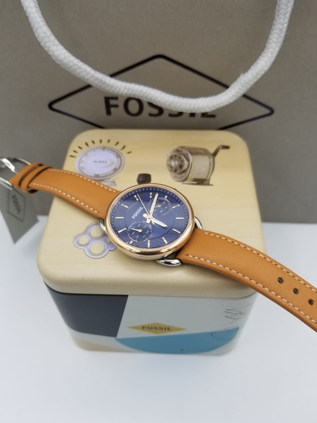 Fossil Tailor Date-Day Blue Dial Ladies Watch ES4257