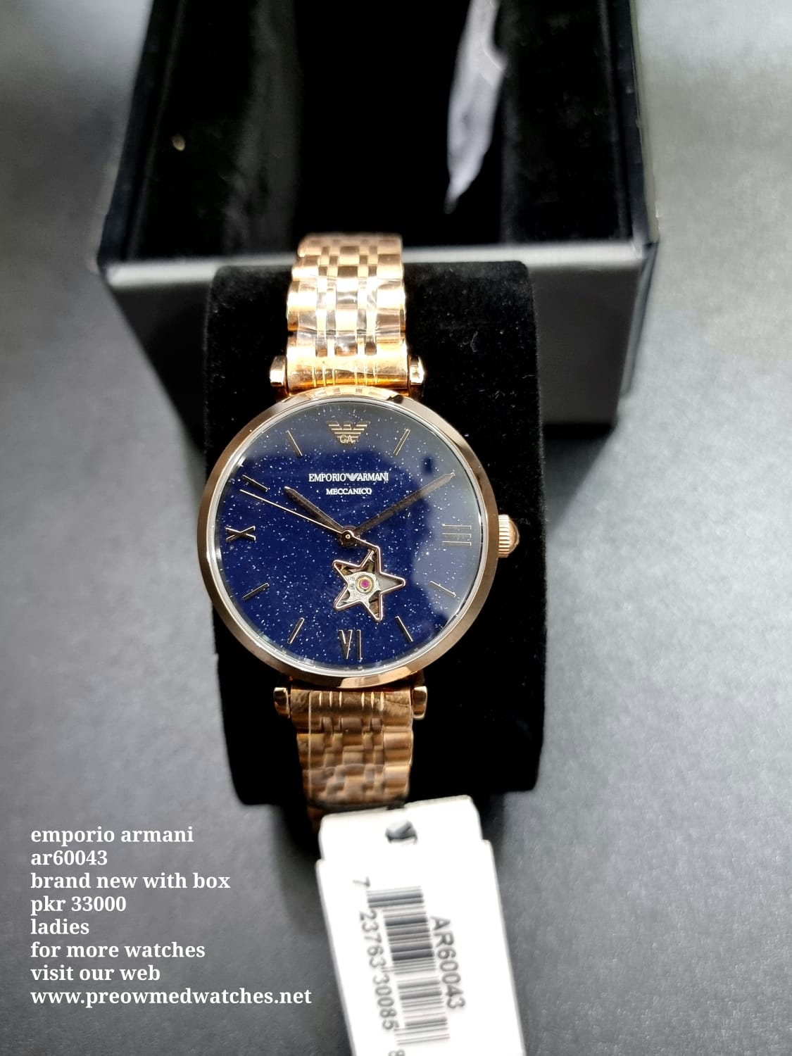 Emporio Armani Women’s Automatic Stainless Steel Blue Dial 34mm Watch AR60043