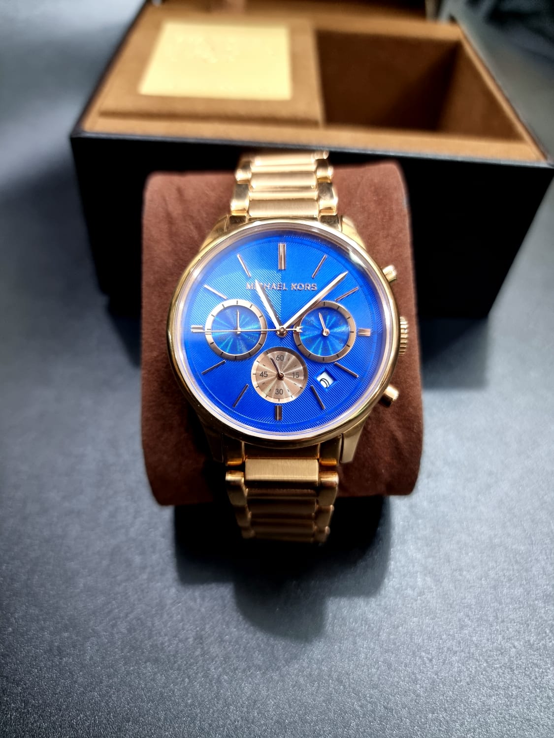 MICHAEL KORS Chronograph Blue Dial Rose Gold-tone Men's Watch MK5911