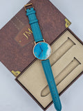 JEAN MORTIMER ( JM ) women's Swiss made Quartz Leather Strap Blue dial 38mm watch 219080118/2