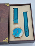 JEAN MORTIMER ( JM ) women's Swiss made Quartz Leather Strap Blue dial 38mm watch 219080118/2