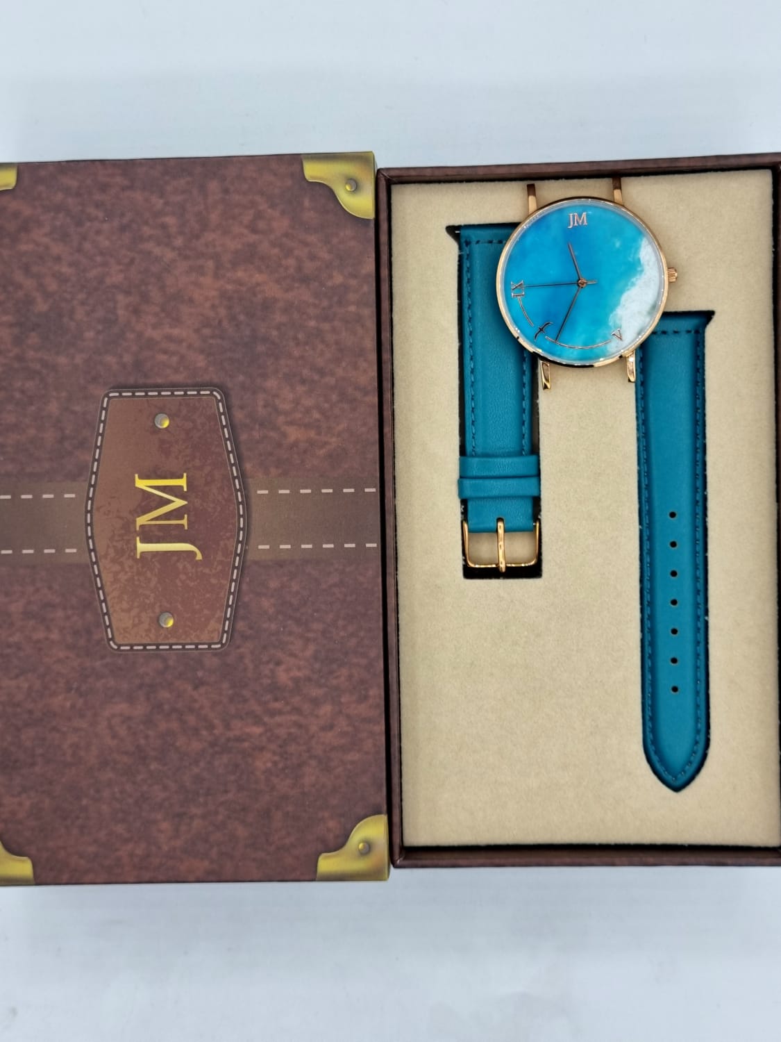 JEAN MORTIMER ( JM ) women's Swiss made Quartz Leather Strap Blue dial 38mm watch 219080118/2