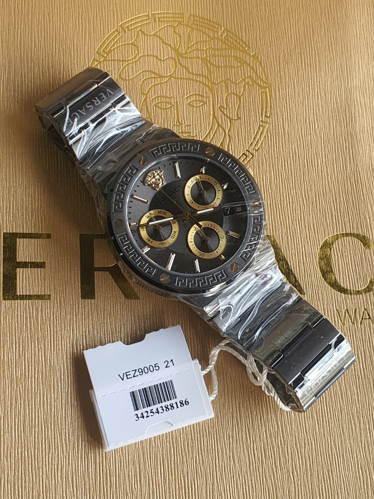 Versace Grace Logo Black Stainless Steel Black Dial Chronograph Quartz Watch for Gents – VEZ900521