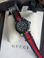 Gucci Men’s Swiss Made Quartz Nylon Strap Black Dial 45mm Watch YA136210
