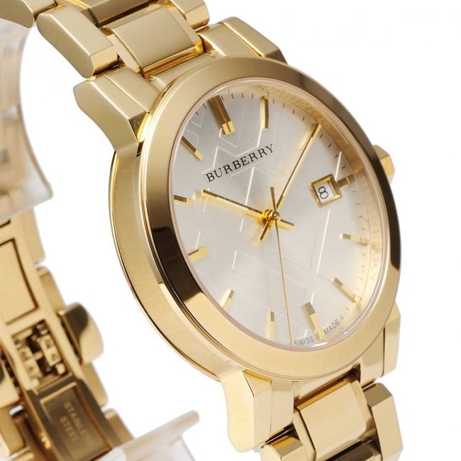 Burberry Men's BU9003 Large Check Goldtone Stainless Steel Bracelet Watch