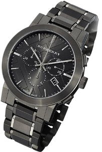 BURBERRY Chronograph Dark Grey Dial Black Ion-plated Men's Watch BU9354