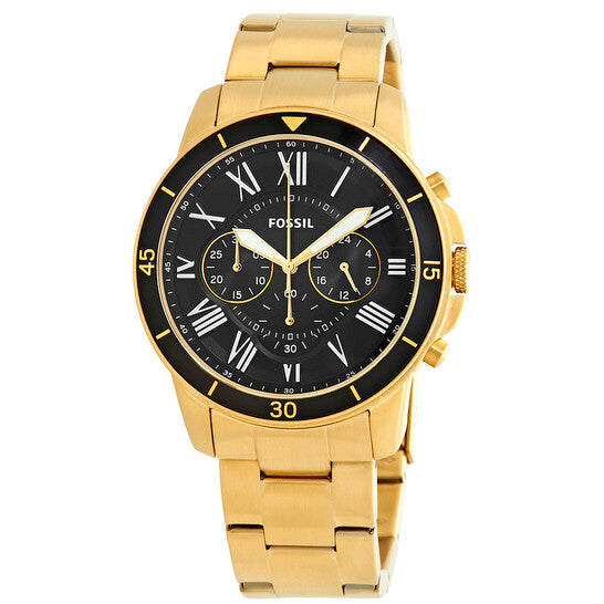 Fossil Men’s Chronograph Quartz Gold Stainless Steel Black Dial 44mm Watch FS5267