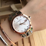 BURBERRY Silver Dial Two-tone Ladies Watch BU9127