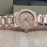 BURBERRY Rose Dial Diamond-set Bezel Rose Gold-tone Ladies Watch BU9225