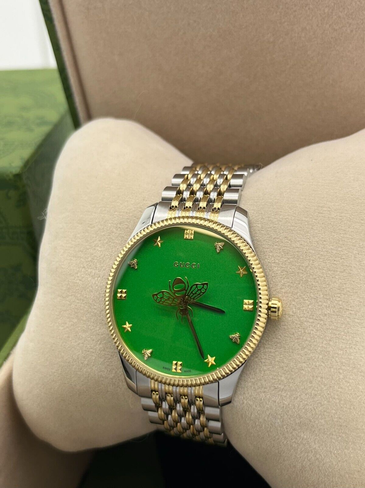 Gucci G-Timeless YA1264182 Green/Gold toned dial 36 mm steel Quartz UNISEX watch