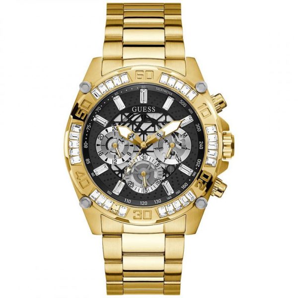 Guess Men’s Quartz Gold Stainless Steel Black Dial 46mm Watch GW0390G2 Hover Image
