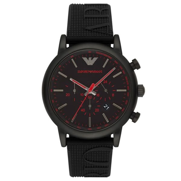 Emporio Armani Men’s Quartz Black Silicone Strap Black Dial 46mm Watch AR11024 Hover Image