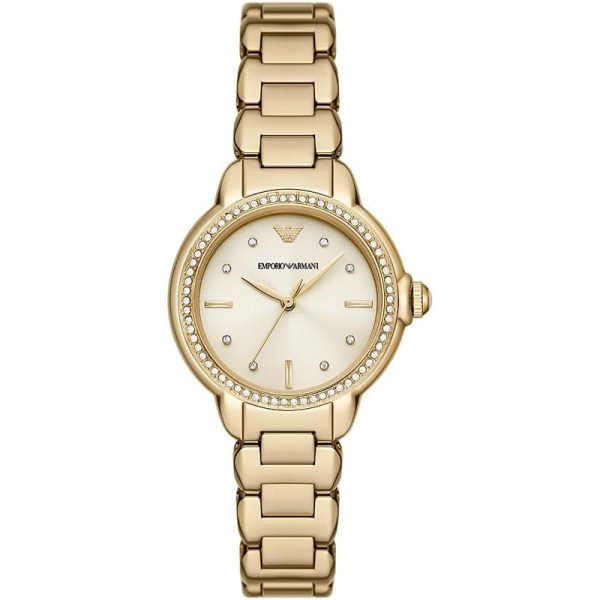 Emporio Armani Women’s Quartz Gold Stainless Steel Cream Dial 32mm Watch AR11609 Hover Image