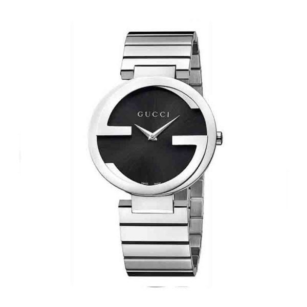 Gucci Women’s Swiss Made Quartz Silver Stainless Steel Black Dial 29mm Watch YA133502