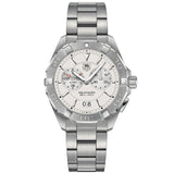 Tag Heuer Aquaracer Men’s Quartz Swiss Made Silver Stainless Steel White Dial 41mm Sports Alarm Watch WAY111Y.BA0928