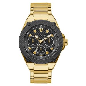 Guess Men’s Quartz Gold Stainless Steel Black Dial 45mm Watch W1305G2 Hover Image