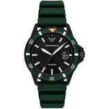 Emporio Armani Men’s Quartz Green Silicone Strap Black Dial 42mm Watch AR11464