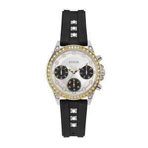 Guess Women’s Quartz Black Silicone Strap White Dial 36mm Watch W1292L1 Hover Image