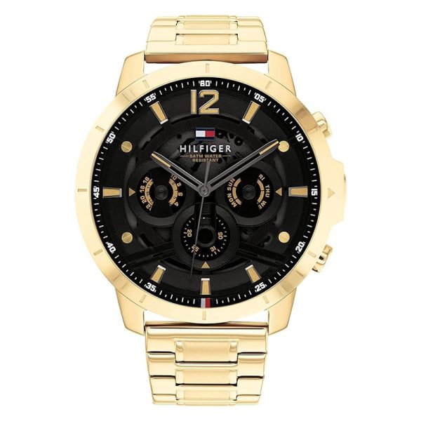 Tommy Hilfiger Men’s Quartz Gold Stainless Steel Black Dial 50mm Watch 1710511