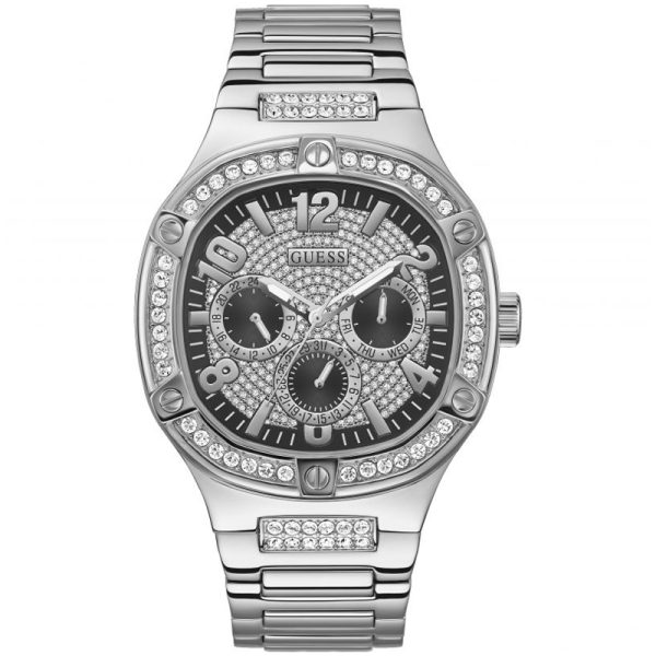 Guess Men’s Quartz Silver Stainless Steel Black Dial 46mm Watch GW0576G1 Hover Image