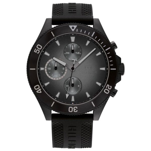 Tommy Hilfiger Men’s Quartz Black Silicone Strap Black Dial 46mm Watch 1791921